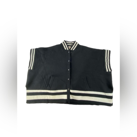 Free People Pep Rally Stripe Poncho Sweater Jacket - Picture 5 of 12